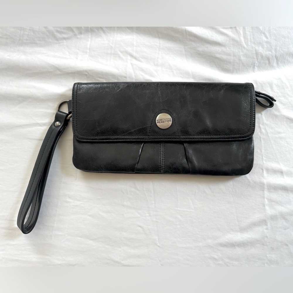 Black Leather Kenneth Cole Reaction Wristlet